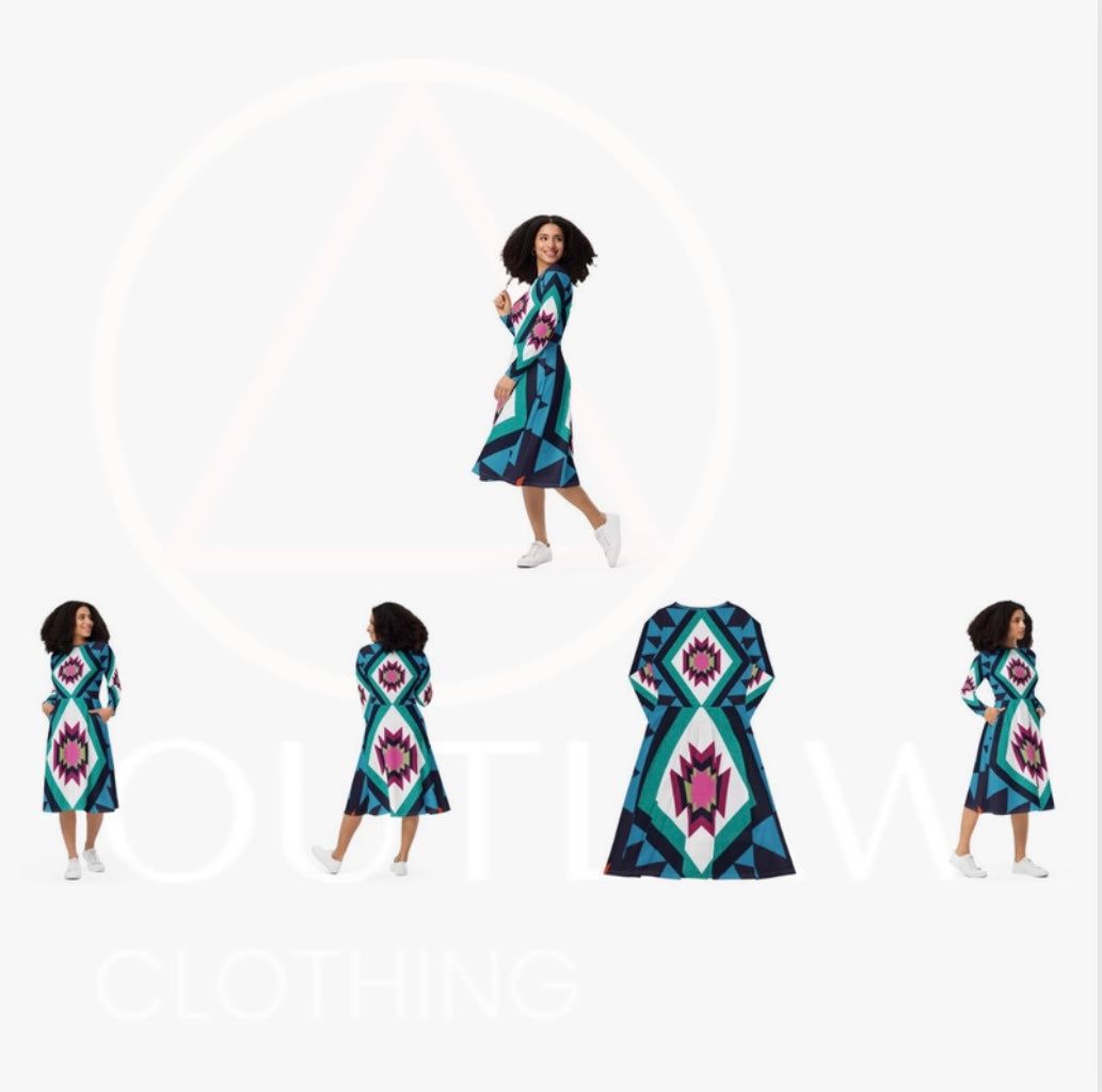Outlaw Clothing LS Aztec Dress w/ Pockets